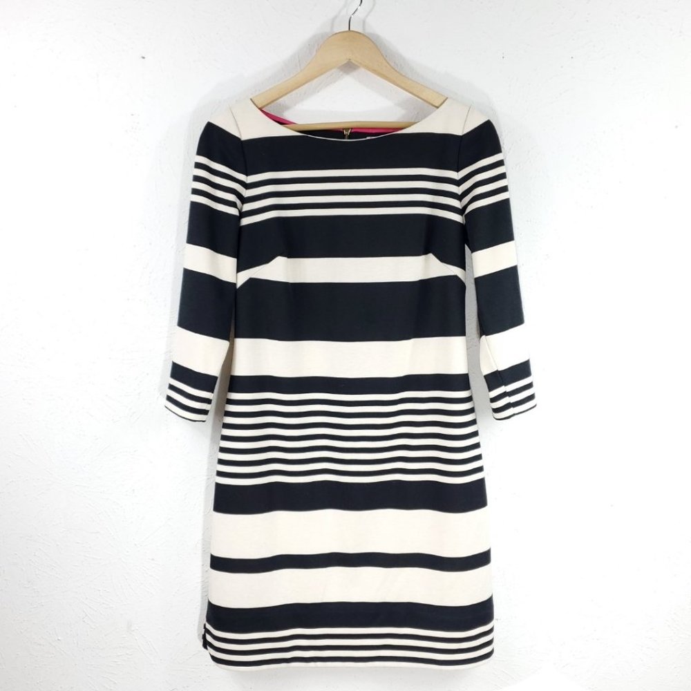 Eliza J Black & Cream Striped Dress Women's 8